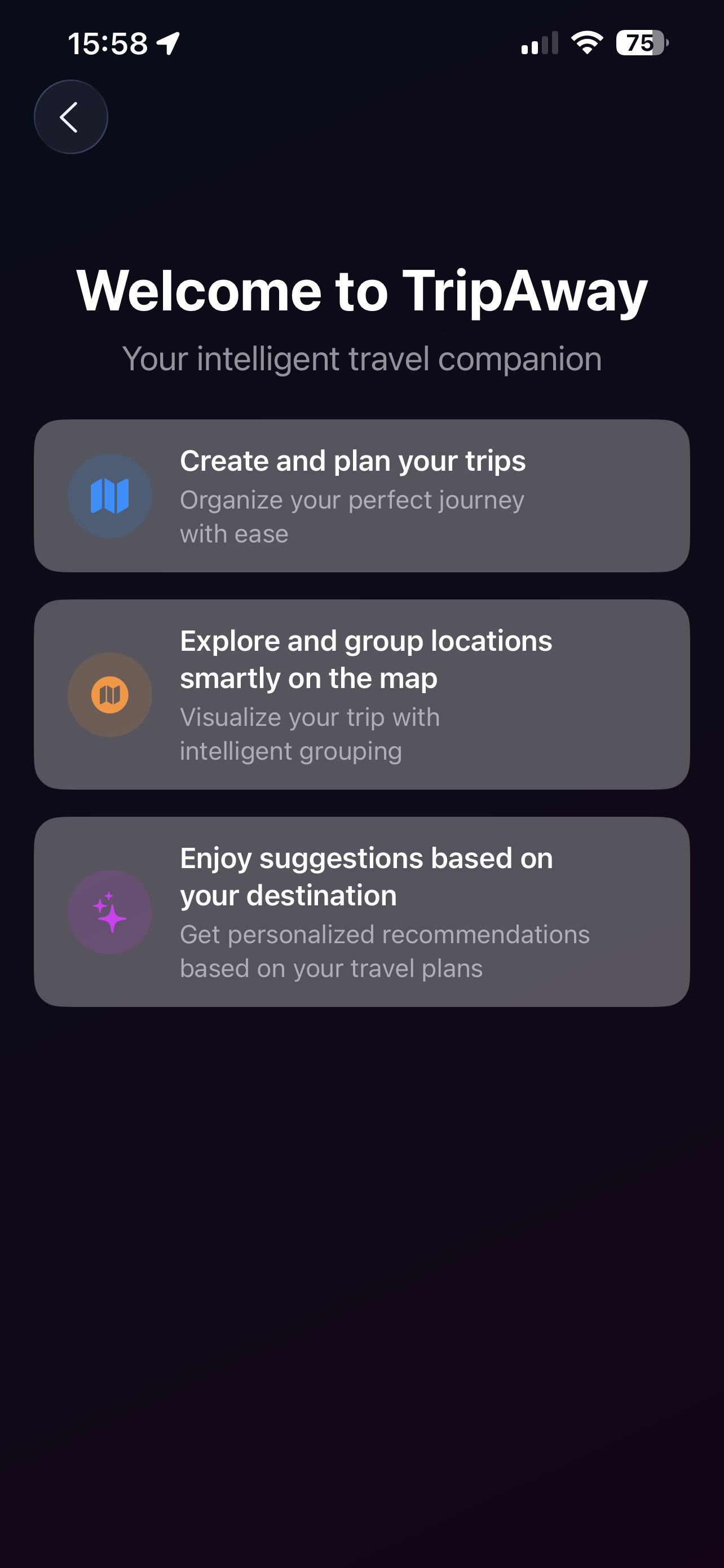 TripAway app screenshot